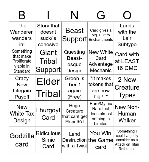 Ikoria Bingo Card