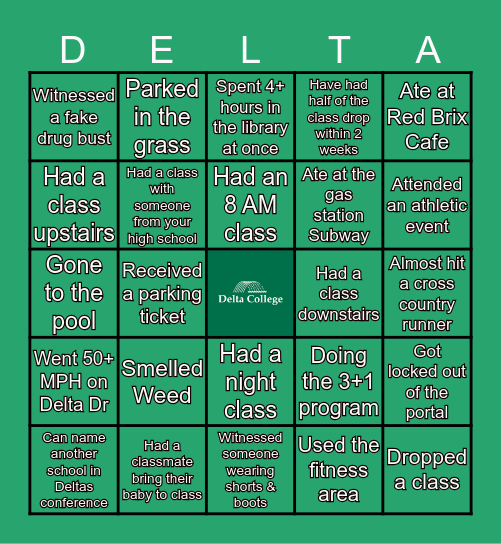 Delta College Bingo Card