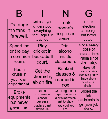 Maharshi college science bingo Card