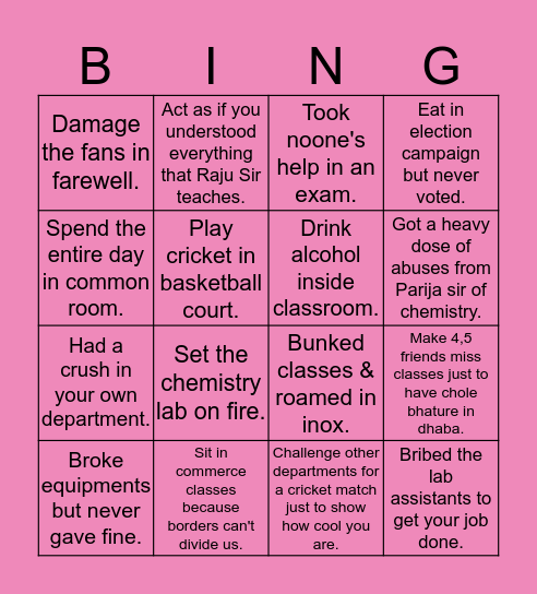 Maharshi college science bingo Card