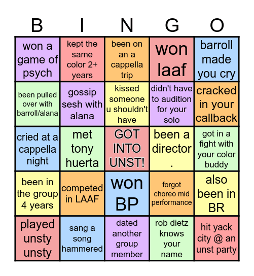 UNSTRUMENTAL BINGO Card