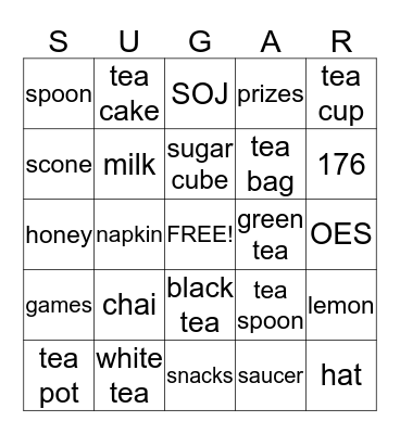 Sarah Orne Jewett   Tea Party Bingo Card