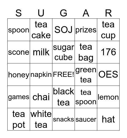 Sarah Orne Jewett   Tea Party Bingo Card