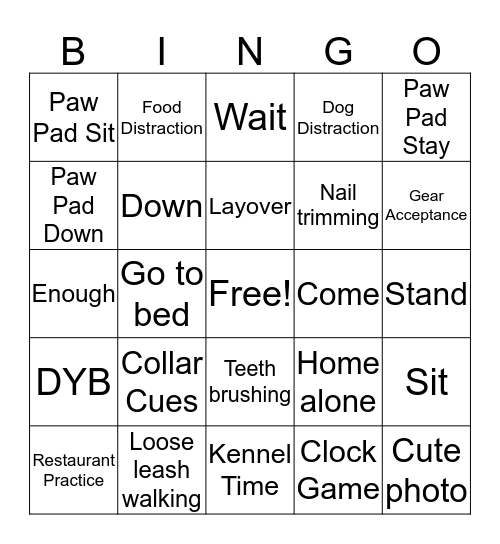 GDB Bingo Card