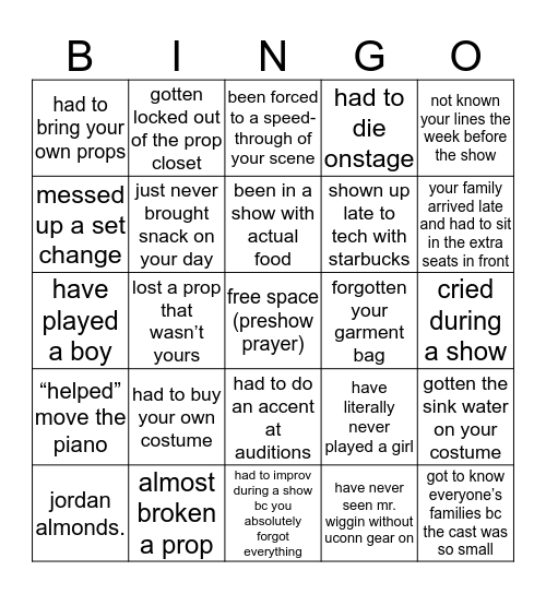 dramatica Bingo Card