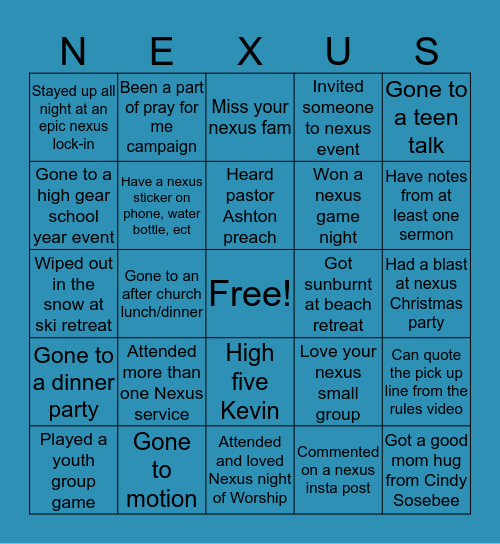 Nexus Bingo Card