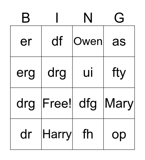 Untitled Bingo Card