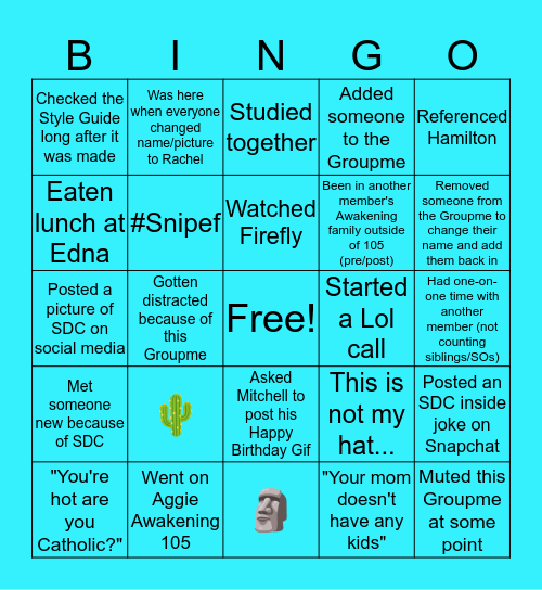 SDC Bingo Card