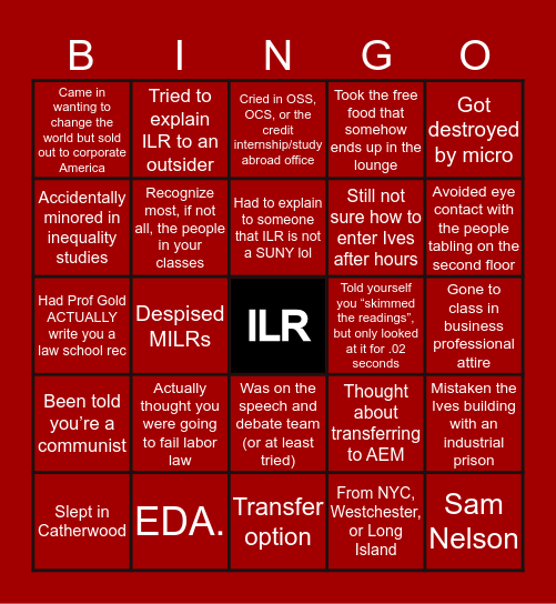 Cornell ILR Bingo Card