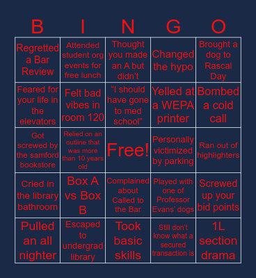 Cumberland School of Law Bingo Card