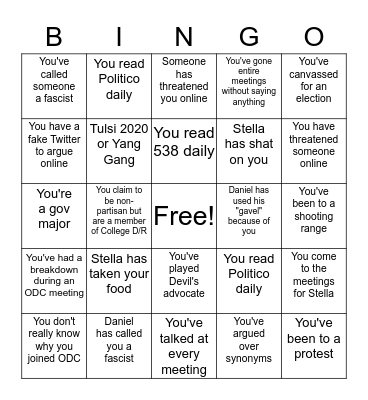 Open Debate Club Bingo Card