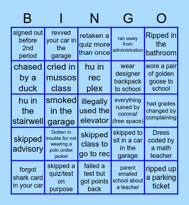USCHOOL BINGO Card