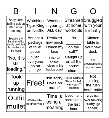 KKT #wfh Bingo Card