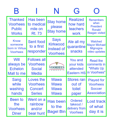 Voorhees Township, NJ  (COVID-19) Bingo Card