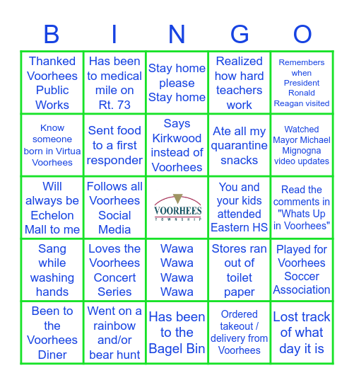 Voorhees Township, NJ  (COVID-19) Bingo Card