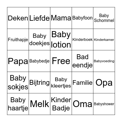 Babyshower Bingo Card