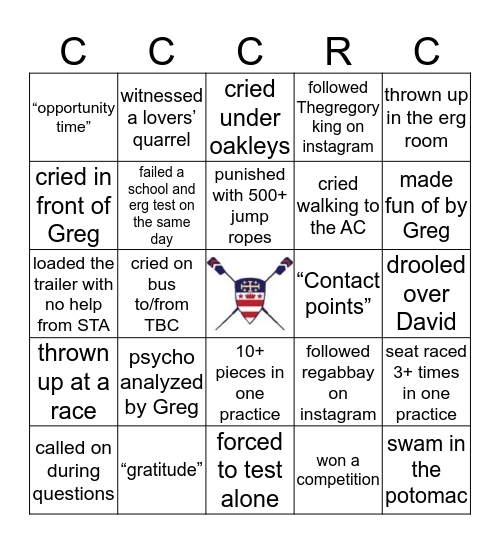 NCS Crew Bingo Card