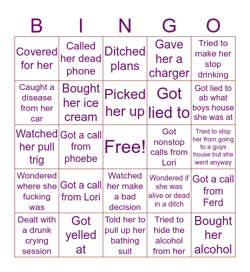 Cam bingo Card