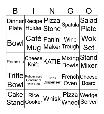 Katie's Bridal Shower Bingo Card