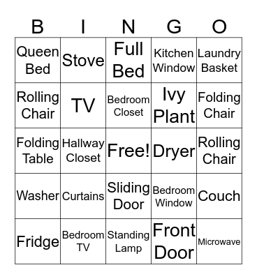 Apartment Bingo Card