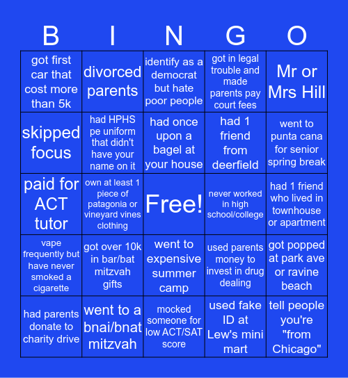 HIGHLAND PARK Bingo Card