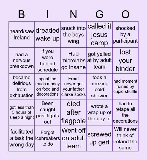 ISLI Student Team Bingo Card