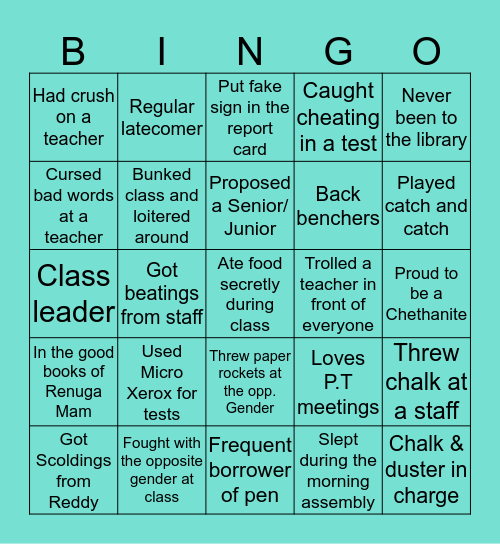 CHETHANITES Bingo Card