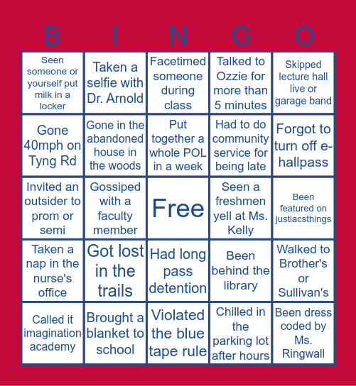 IACS Bingo Card