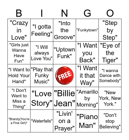 Song's of the Decades (50's-today) Bingo Card