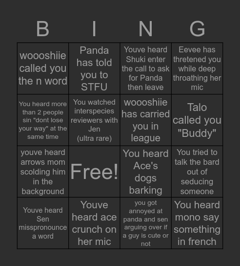 Super duper quarentine bingo Card