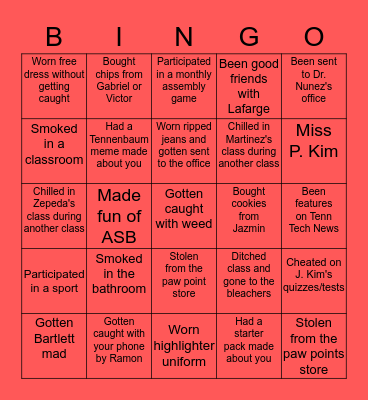 TENNENBAUM TECH Bingo Card