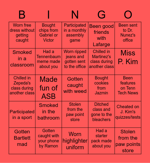 TENNENBAUM TECH Bingo Card