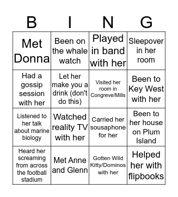 Kaylee Bingo Card