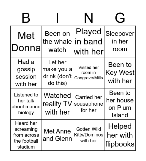 Kaylee Bingo Card