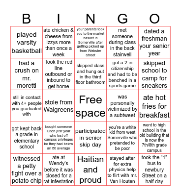You know you went to PHA... Bingo Card