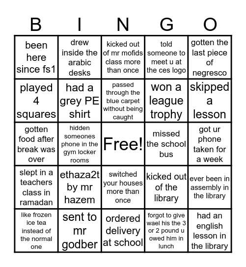 CES bingo Card
