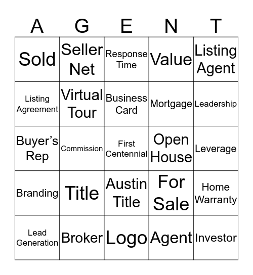 Bastrop Realtor® BINGO Card