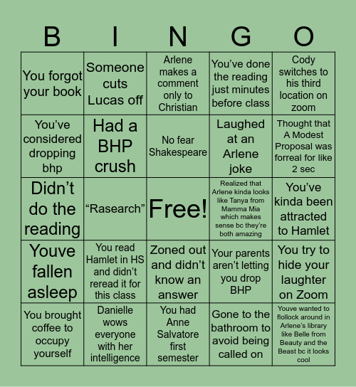 BHP Bingo Card