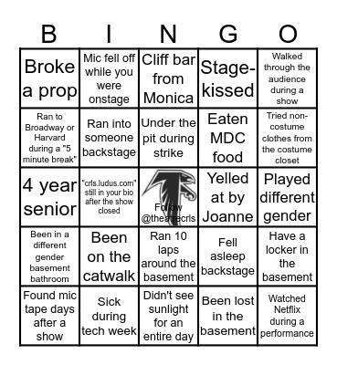 CRLS Theater Bingo Card