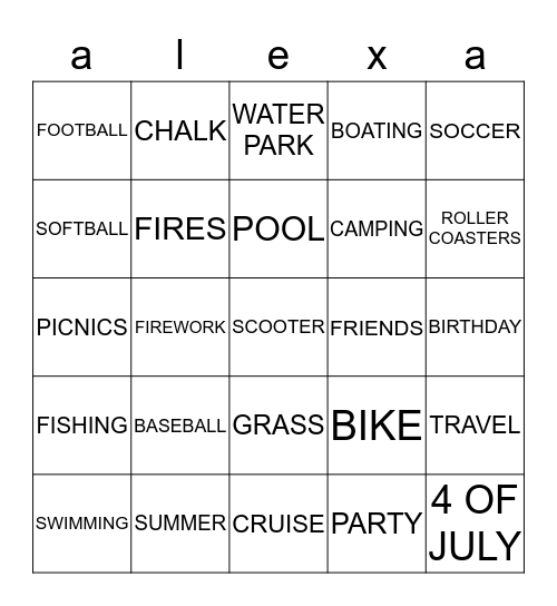 summer bingo  Bingo Card