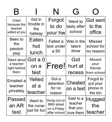 SBCA BINGO Card