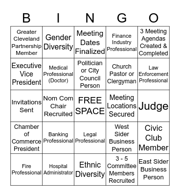 Exploring District Nominating Process Bingo Card