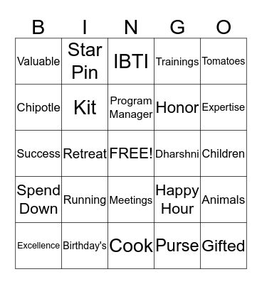 It's a Celebration Bingo Card