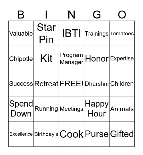 It's a Celebration Bingo Card