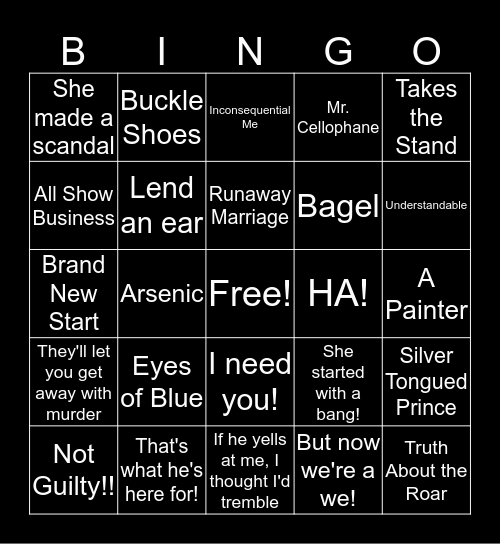 Chicago! Bingo Card