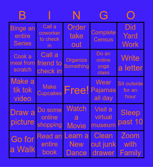 ERMS Spring Break Bingo Card