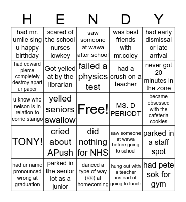 Hendy Bingo 😤 Bingo Card