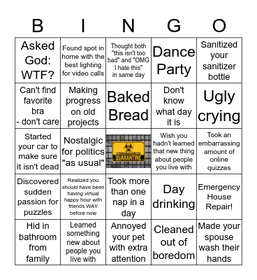 Quarantine Bingo Card