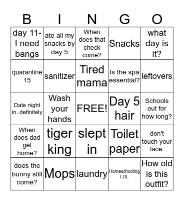 Mops Bingo Card