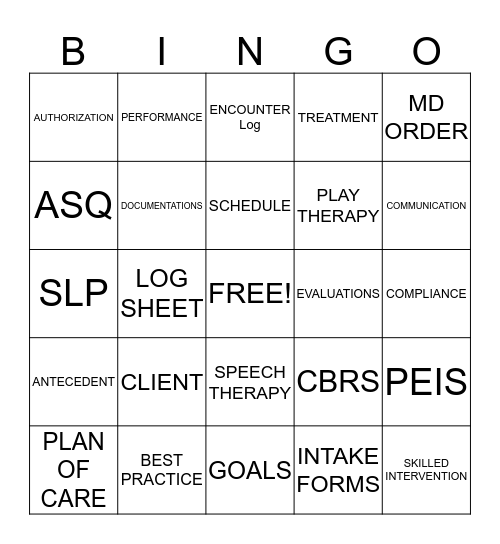 PEIS BINGO Card